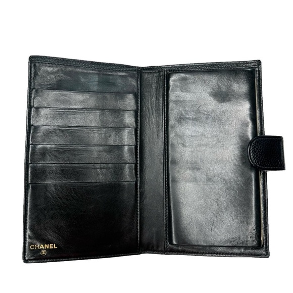 Authentic CHANEL Black Caviar Leather Timeless CC Long Large Wallet Kisslock - Picture 8 of 16